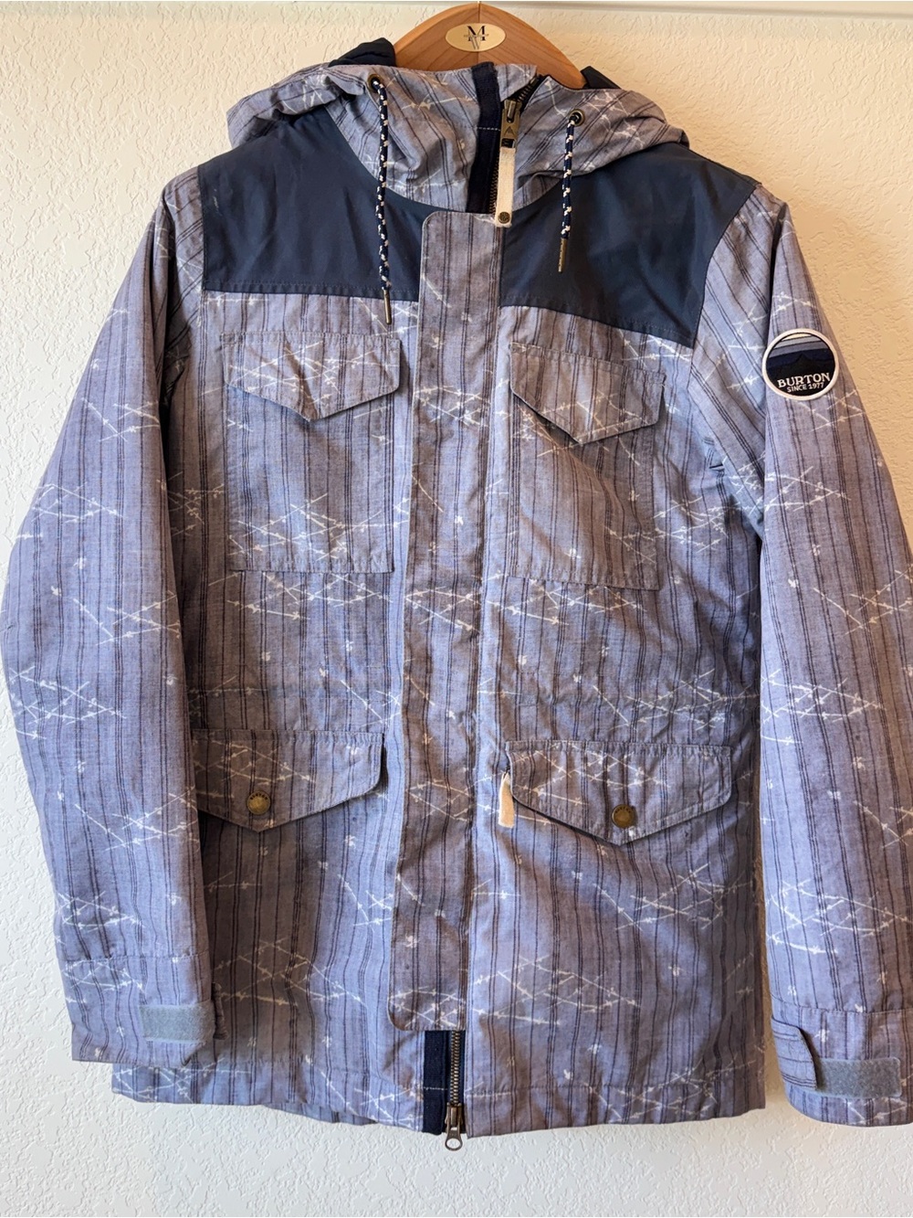 Burton Women's Gray Patterned Hooded Snow Jacket